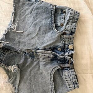 Zara Light Blue Distressed Jean Shorts